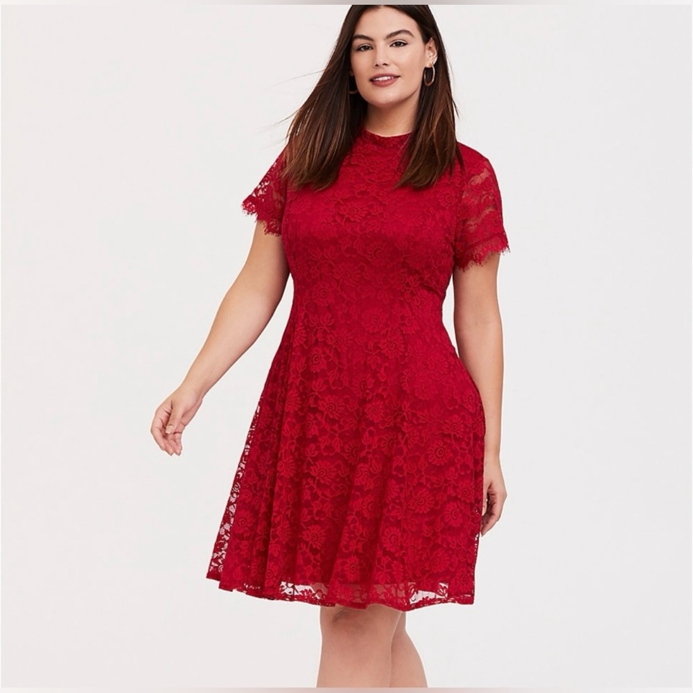 Torrid Red Lace Skater Dress